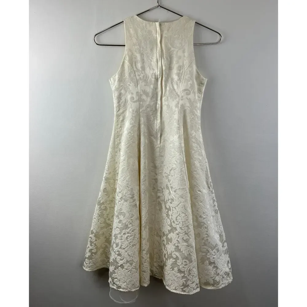 VINTAGE Jessica Mcclintock A-Line Dress Paisley Cotton Round Neck Zip Girls 12
